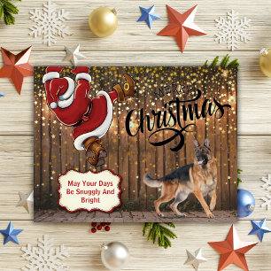 Festividades Cartão postal de Natal do Pastor Alemão Papai Noel
