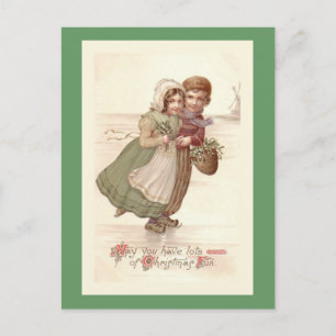 Festividades Cartão postal de Natal "Dutch Children Skating"
