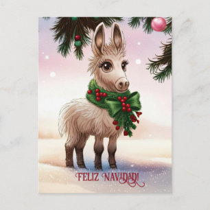 Festividades Cartão postal de Natal Feliz Navidad Donkey