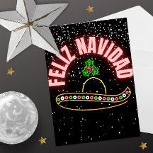 Cartão postal de Natal Feliz Navidad Neon Sombrero