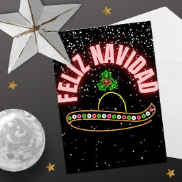 Festividades Cartão postal de Natal Feliz Navidad Neon Sombrero