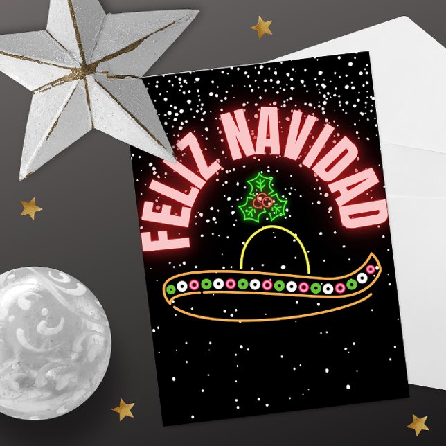 Festividades Cartão postal de Natal Feliz Navidad Neon Sombrero (Criador carregado)