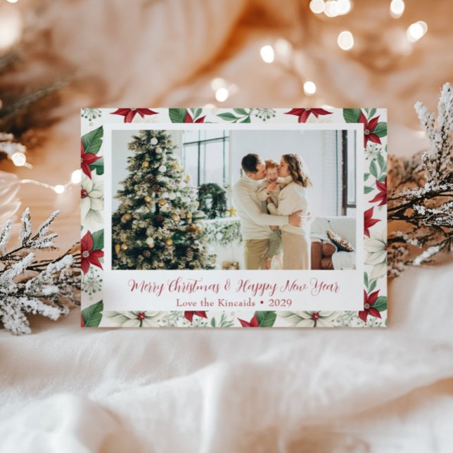 Festividades Cartão postal de Natal Floral Poinsettia (Criador carregado)