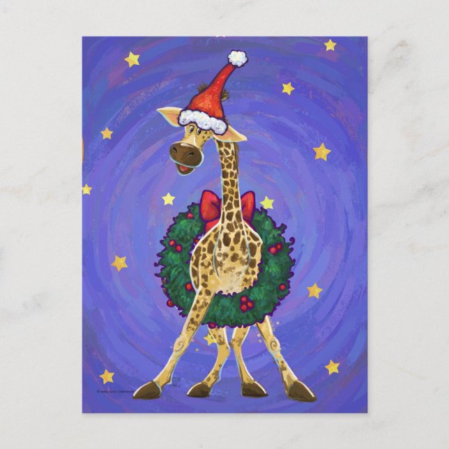 Festividades Cartão postal de Natal Giraffe (Frente)