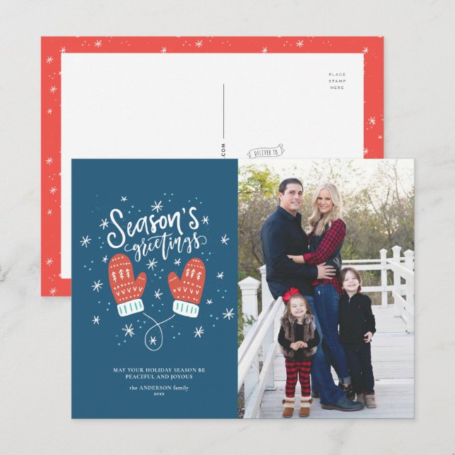 Festividades Cartão postal de Natal Hygge Mittens (Frente/Verso)