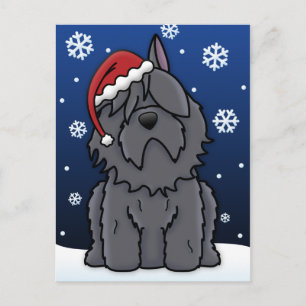 Festividades Cartão postal de Natal Kawaii Bouvier des Flandres