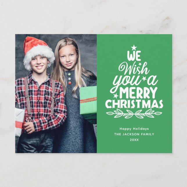 Festividades Cartão postal de Natal Merry 2 fotos (Frente)