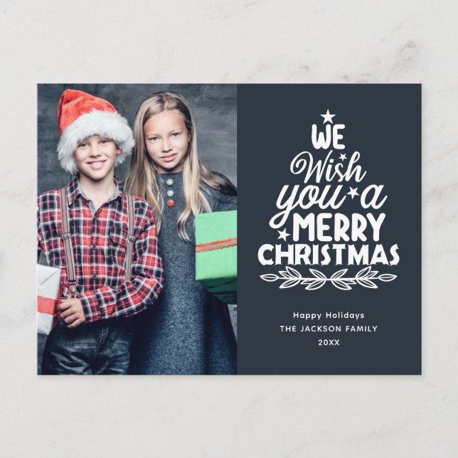 Festividades Cartão postal de Natal Merry 2 fotos (Frente)