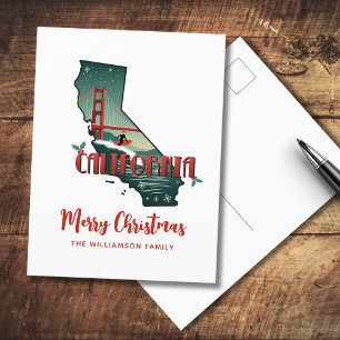 Festividades Cartão postal de Natal Merry California State Holi