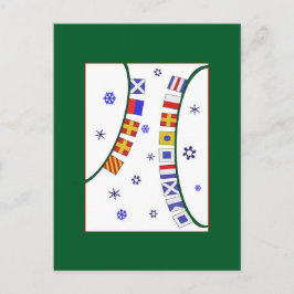Festividades Cartão postal de Natal Merry com Bandeira Náutica