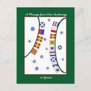 Festividades Cartão postal de Natal Merry com Bandeira Náutica