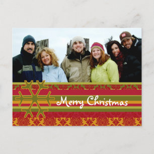 Festividades Cartão postal de Natal Merry para Damask xadrez
