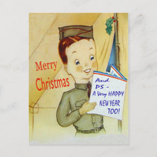 Festividades Cartão postal de Natal Militar do Exército Vintage