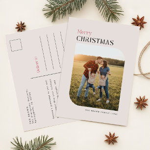 Festividades Cartão postal de Natal minimalista com foto Feliz 