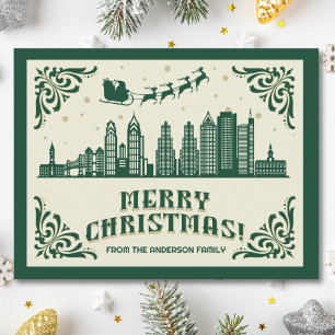Festividades Cartão postal de Natal no Skyline da Phadelphia PA