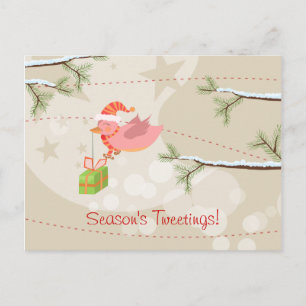Festividades Cartão postal de Natal para aves de neve