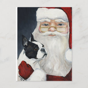 Festividades Cartão postal de Natal para o Cachorro de Boston
