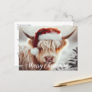 Festividades Cartão postal de Natal para Vaca Highland