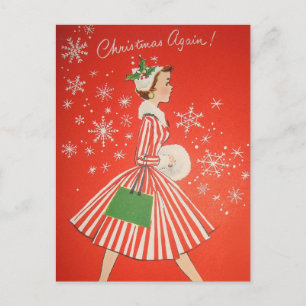 Festividades Cartão postal de Natal Retroativo Vintage