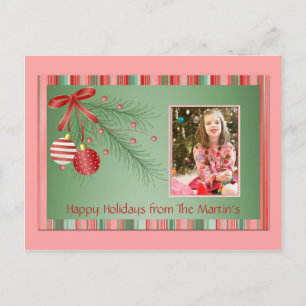 Festividades Cartão postal de Natal rosa e verde