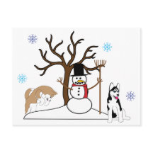 Cartão postal de Natal Siberian Husky