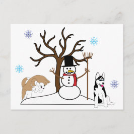 Festividades Cartão postal de Natal Siberian Husky