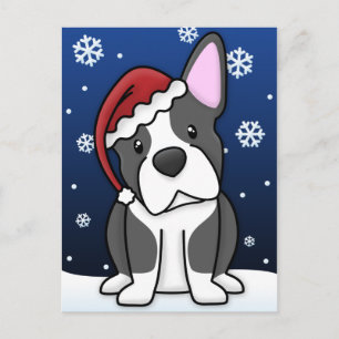 Festividades Cartão postal de Natal Terrier de Boston Kawaii