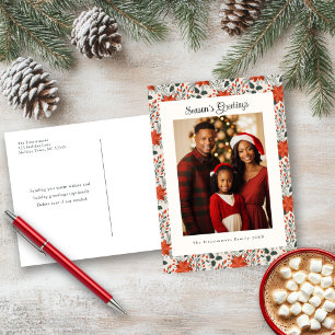 Festividades Cartão postal de Natal tradicional com Poinsettia