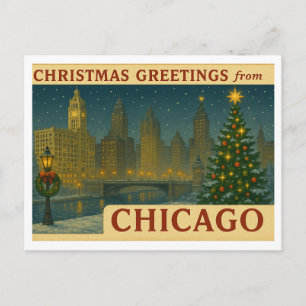 Festividades Cartão postal de Natal vintage horizontal de Chica
