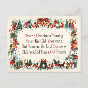 Festividades Cartão postal de Natal vintage poema de Natal