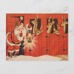 Festividades Cartão postal de Natal vintage Santa renano Férias