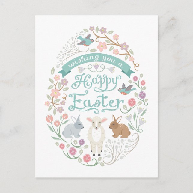 Festividades Cartão postal de Ovo de Páscoa em Woodland (Frente)