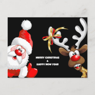 Festividades Cartão postal de papais noeis e renas