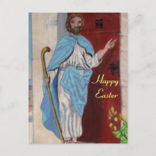 FESTIVIDADES CARTÃO POSTAL DE PÁSCOA JESUS KNOCKS