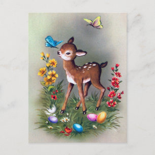 Festividades Cartão postal de Páscoa retrô vintage com cervo