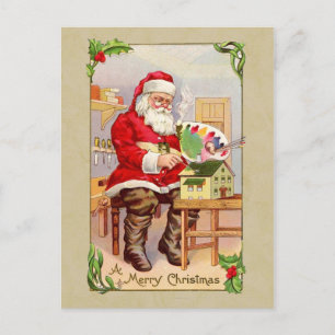 Festividades Cartão postal de reprodução Vintage de Papais noei