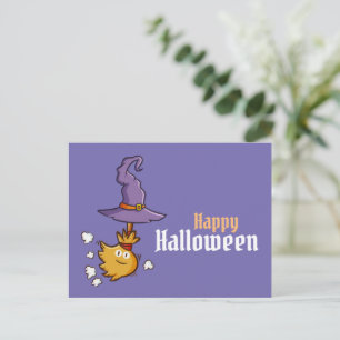 Festividades Cartão postal de vassoura comemorativa do Hallowee