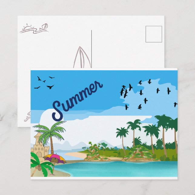 Festividades Cartão postal de verão (Frente/Verso)