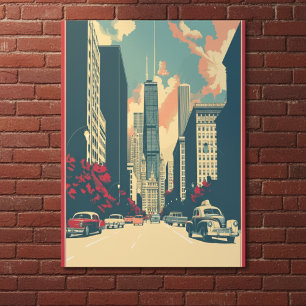 Festividades Cartão Postal de Viagem da Silhueta de Chicago