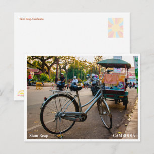 Festividades Cartão Postal de Viagem de Siem Reap - Rua de Bici
