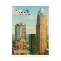 Cartão postal de viagem do céu de Charlotte NC aqu