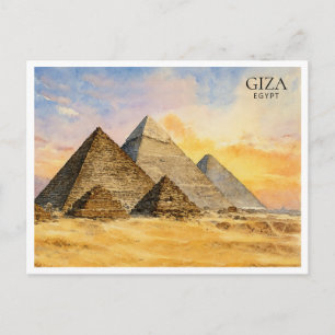 Festividades Cartão Postal de Viagem em Aquarela das Pirâmides