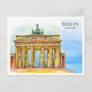 Festividades Cartão postal de Watercolor Berlin Alemanha Viag