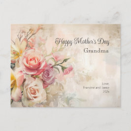 Festividades Cartão postal do Dia de as mães Vintage Floral Vov