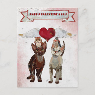 Festividades Cartão postal do DIA DE OS NAMORADOS CATS E PENAS