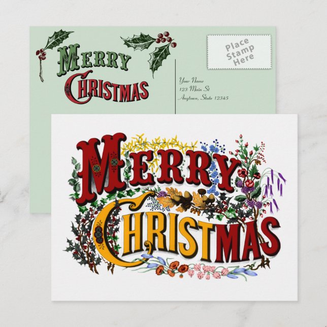 Festividades Cartão postal Feliz de Natal (Frente/Verso)