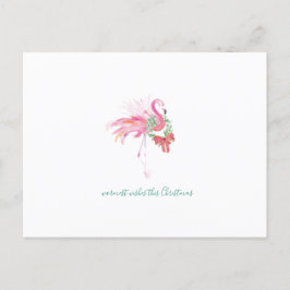 Festividades Cartão postal Flamingo de Natal Tropical Watercolo