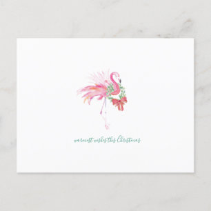 Festividades Cartão postal Flamingo de Natal Tropical Watercolo
