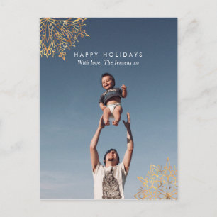Festividades Cartão postal moderno Dourado floco de neve
