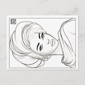 Festividades Cartão Postal para Colorir | Mulher de Tecido